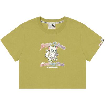 Aape闪粉字母短款修身短袖T恤