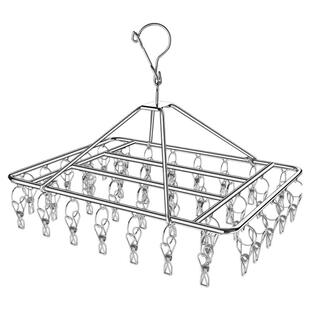 不锈钢衣架大号晾袜子衣架多夹子防风家用晾衣夹多功能挂钩衣架子