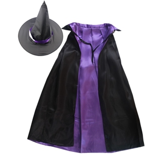 圣诞节成人儿童女巫婆魔法师魔术师服装帽子披风斗篷套装表演出服