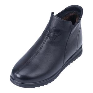 蜘蛛王中老年妈妈鞋冬季加绒保暖真皮休闲鞋女厚绒真皮防滑老妈鞋