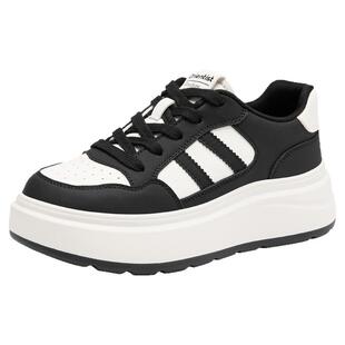 大东厚底板鞋女款2026新款春季女生运动休闲鞋子熊猫鞋增高小白鞋