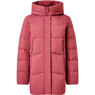 坦博尔冬季新款女款连帽中长款羽绒服中老年大码加厚妈妈保暖外套