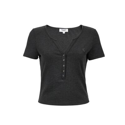 VeroModaV领纽扣刺绣T恤