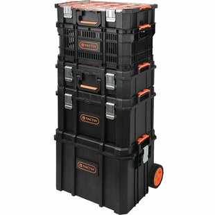 拓为tactix重型组合式拉杆堆叠工具箱模块化工业级移动轮子箱推车