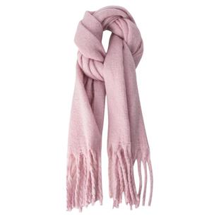 可爱粉色围巾女秋冬季韩系氛围感高级感加大长加厚马海毛冬天围脖