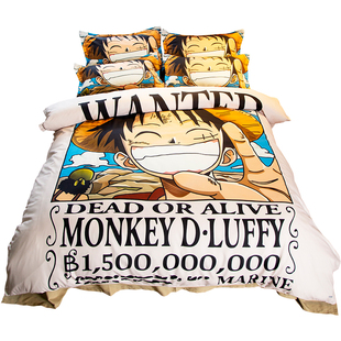 日系二次元火影海贼王来图定制diy被套男路飞卡通动漫床单四件套