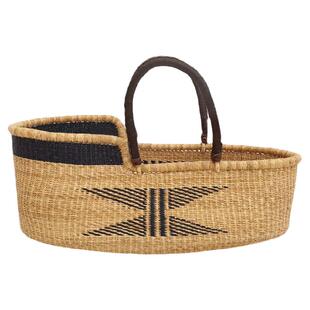 加纳进口手工草编婴儿床宝宝睡篮便携式手提篮蒙氏教育蒙特梭利