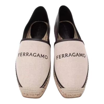 FERRAGAMO菲拉格慕 男士羊皮革拼接草编底乐福鞋银泰百货 301604