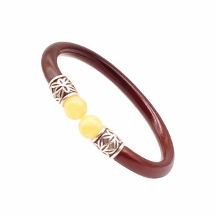蜜蜡鸡血藤手镯民族风木质藤镯开口手饰女复古藏式手环正品旗舰店
