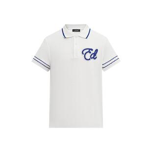 Ed Hardy埃德哈迪夏季流行新款白色绣花合体正肩男士短袖POLOT恤