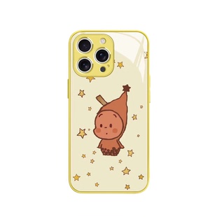 奶茶星星人适用苹果17promax手机壳iphone16情侣15橙黄色14plus泡泡玛特13/12mini玻璃11可爱x卡通7/8/6s/x套