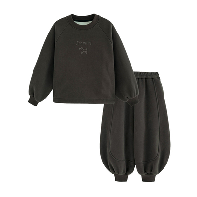 女童一体绒卫衣加绒套装2025冬款