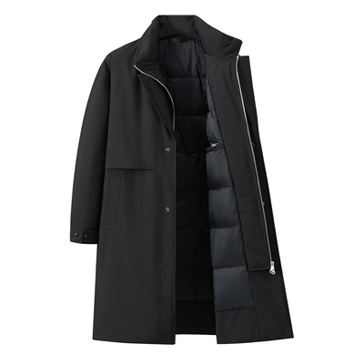 花花公子冬季中长款鹅绒羽绒服