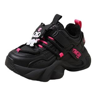 耐脏女童鞋2025新款秋冬黑色儿童加绒保暖运动鞋女孩老爹鞋二棉鞋