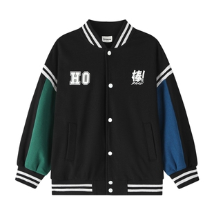 马拉丁漫画家男童棒球服外套秋季新款学院复古运动风撞色儿童夹克