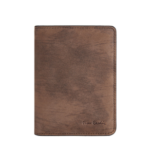 【真皮】皮尔卡丹男士钱包短款商务简约牛皮竖款钱夹休闲男款皮夹