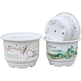 仿陶瓷花盆加厚耐用超大号透气防晒树脂家用绿植花卉富贵竹控根盆