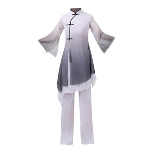 古典舞演出服飘逸中国风汉唐舞蹈服水墨色男款红色古风舞蹈表演服