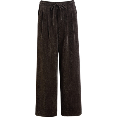 秸熙纯色松紧腰阔腿休闲裤