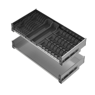 NUOMI/诺米厨房橱柜碗碟拉篮不锈钢单双层阻尼调味篮碗碟置物架