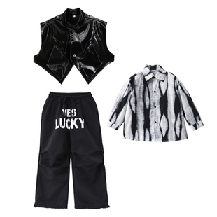 街舞衣服locking男儿童舞蹈表演服女童男童走秀潮服时尚个性模特