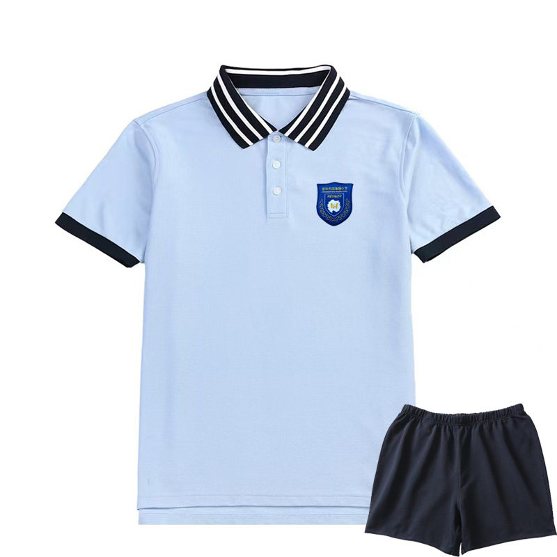 金华湖海塘小学夏季同款校服短袖POLO衫蓝色T恤短裤春秋外套运动