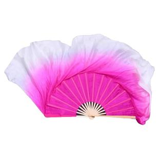 晓春三月扇子舞蹈扇真丝胶州秧歌广场舞玫红渐变色跳舞表演出绸扇
