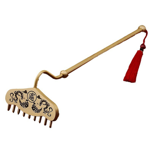 27cm纯铜九齿钉耙摆件猪八戒武器耙子创意手把件盘把玩文创挠痒抓