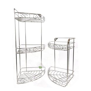 免打孔不锈钢置物架浴室厨房壁挂角架调味架卫生间三角篮收纳架子