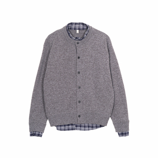 Hualun秋冬款毛衣叠穿内搭衬衫假两件针织衫男生韩版宽松痞帅外套