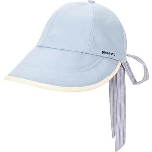 畹町蝴蝶结系带遮阳帽女夏季户外大檐渔夫帽子可扎马尾百搭太阳帽