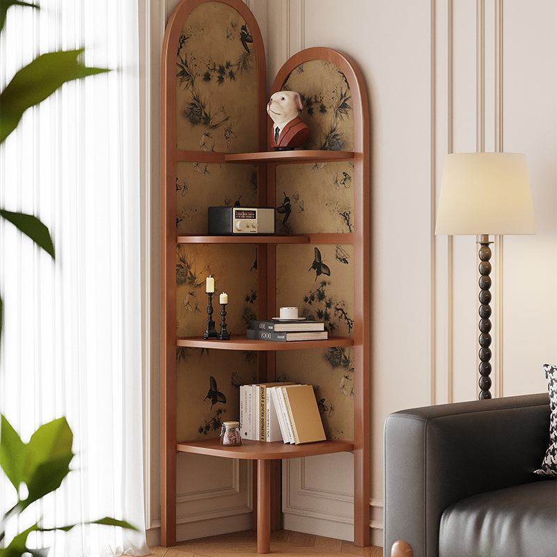 客厅书架复古落地置物架转角三角柜多层展示架中古风墙角收纳边柜,住宅家具,角柜,淘宝优惠券,粉丝福利购,淘宝优惠卷