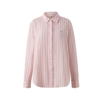 ELAND长袖翻领条纹上衣女