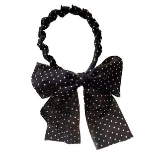 波点飘带发箍女2025新款时尚气质绑发带丝巾绑发外出百搭编发头饰