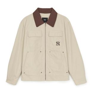 MLB官方KARINA同款男女复古撞色领工装风拉链外套25春夏新款JPB03