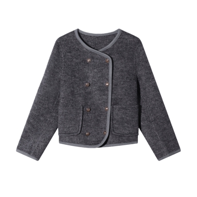 小香风编织双排扣短款羊毛呢大衣YC 801