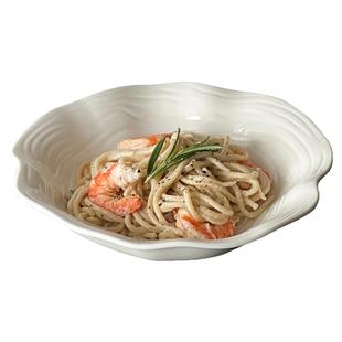 创意ins风高级感荷叶边陶瓷盘意面盘深盘西餐盘水果沙拉碗酸奶碗