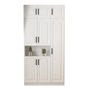 飘窗收纳柜阳台储物柜鞋柜一体防水柜子置物柜实木定制阳台杂物柜