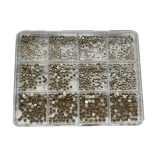 美甲K9钻饰品12格大小迷你混装平底钻网红爆款高品质爆闪指甲饰品