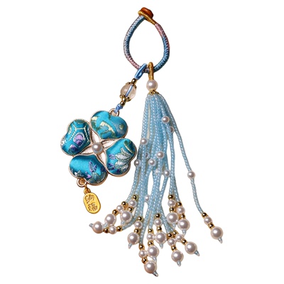 新年宋锦四叶草包挂车挂钥匙扣配