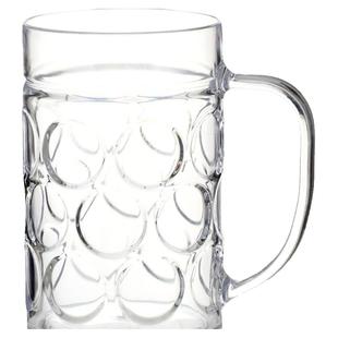 扎啤杯500ml菠萝带手柄亚克力PC啤酒防摔耐热透明加厚杯塑料商用