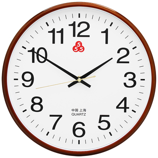 上海三五牌钟表挂钟客厅家用简约时尚时钟卧室电子石英钟圆形静音