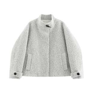 【结霜】奢感羊毛夹花纱圈圈粗花呢+90三星鹅绒立领羽绒服-FW1377