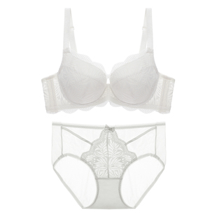 轻夕稳稳杯大胸显小文胸套装性感蕾丝防凸点防下垂内衣女士胸罩