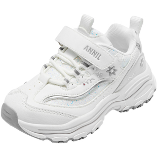 安奈儿女童小白鞋2026新款春季女孩爆款老爹鞋儿童白色运动鞋春秋