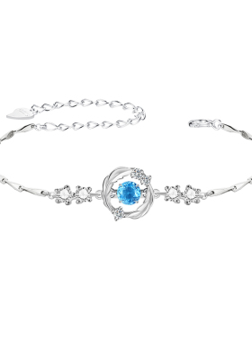 羽你相伴纯银月光石跳动的心手链