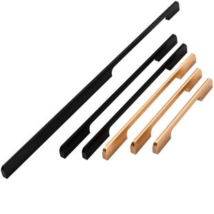 轻奢超长拉手抽屉衣柜门欧式厨门金色黑色长条把手铝合金白色长款