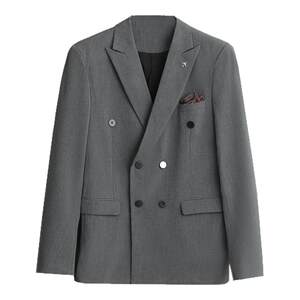 罗蒙Romon直销店罗蒙双排扣西服套装男士商务正装高级感西装新郎结婚礼服修身外套