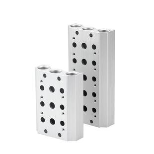 100M汇流板4V210-08气动电磁阀底座200M-1F2F34F5位6F7孔气排阀组