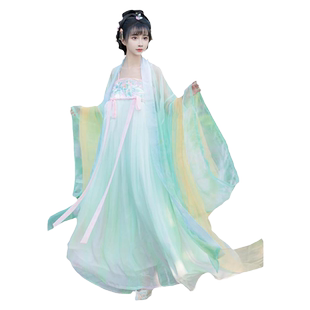 【如梦霓裳丨娉婷】唐制汉服女夏齐胸襦裙高腰显高显瘦绿荷花绣花